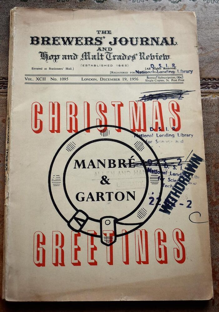 THE BREWERS' JOURNAL and HOP & MALT TRADES' REVIEW December19 1956 Vol.XCII No.1095 Image