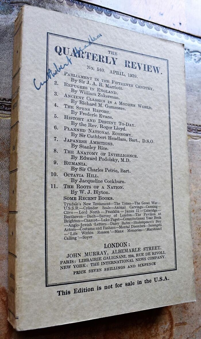 The Quarterly Review No.540 April 1939 Image