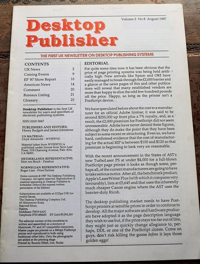 Desktop Publisher volume 2 no.8 August 1987 Image