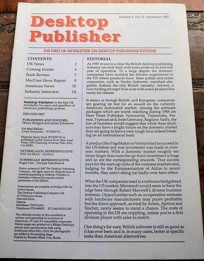 Desktop Publisher volume 2 no.12 December 1987 Image