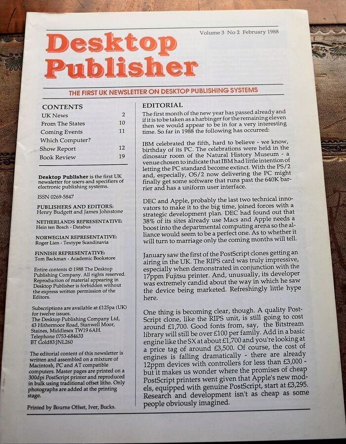 Desktop Publisher volume 3 no.2 February 1988 Image