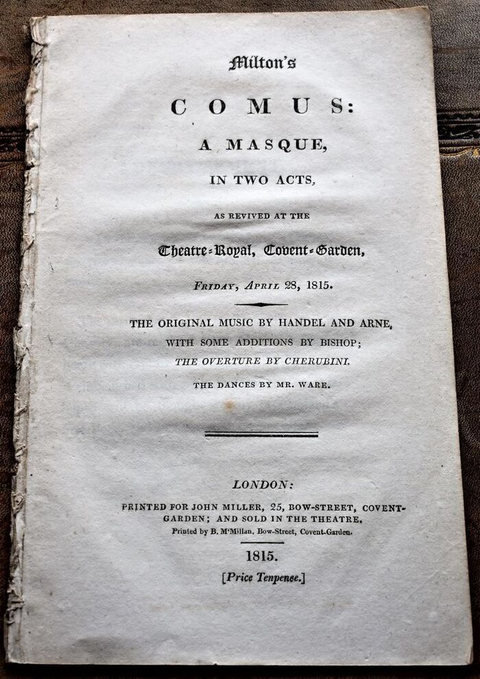 COMUS: A Masque, In Two Acts, as revived at the Theatre-Royal, Covent-Garden, Friday, April 28, 1815 Image