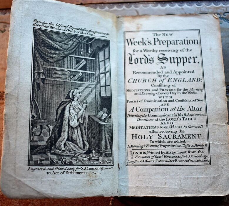 The New Week's Preparation for a Worthy receiving of the Lord's Supper, As Recommended and Appointed by the Church of England; Consisting of Meditations and Prayers for the Morning and Evening of every Day in the Week: With Forms of Examination and Confession of Sins and a Companion at the Altar... [SIGNED By Publisher] Image