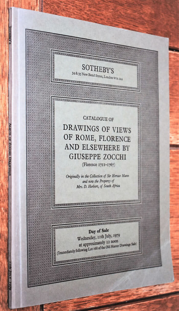 Catalogue Of Drawings Of Views Of Rome, Florence And Elsewhere By Guiseppe Zocchi. (Florence 1711-1767). Originally In The Collection Of Sir Horace Mann Collection And Now The Property Of Mrs D Herbert, Of South Africa. 11th July 1979 Image
