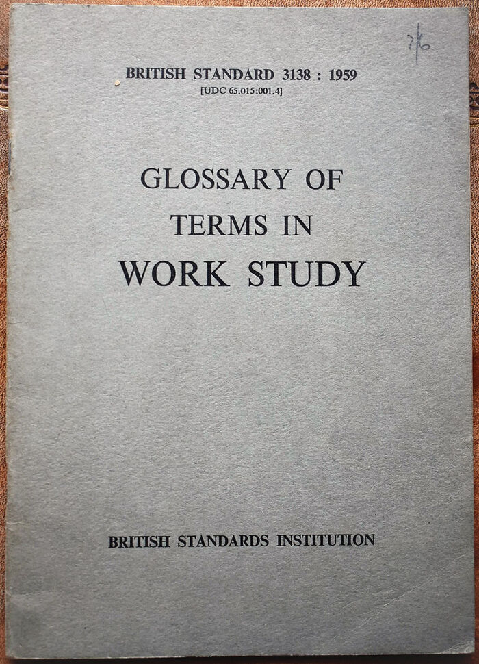 British Standard Glossary Of Terms In Work Study (BS 3138 : 1959) Image