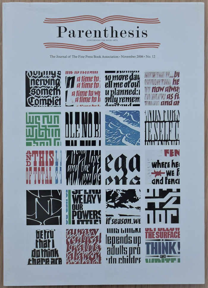 PARENTHESIS The Journal Of The Fine Book Press Association, No. 12, November 2006 Image