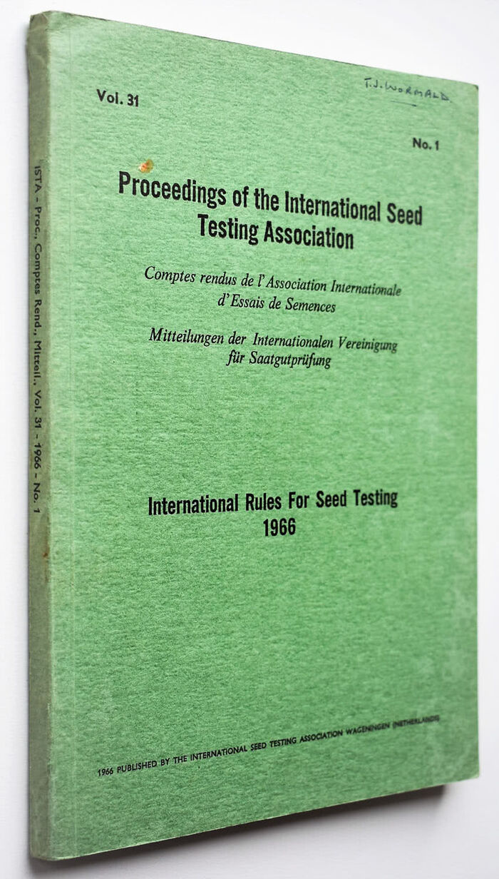 Proceedings Of The International Seed Testing Association International Rules For Seed Testing 1966  Image
