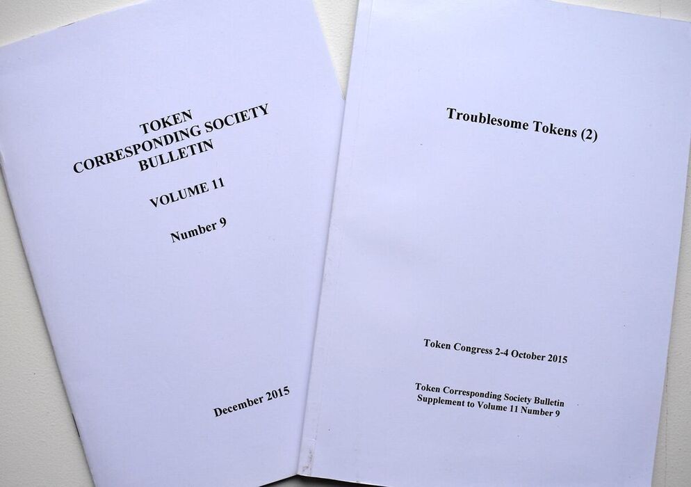 TOKEN CORRESPONDING SOCIETY BULLETIN Volume 11 Number 9, December 2015 - Complete with TROUBLESOME TOKENS (2) Supplement Image