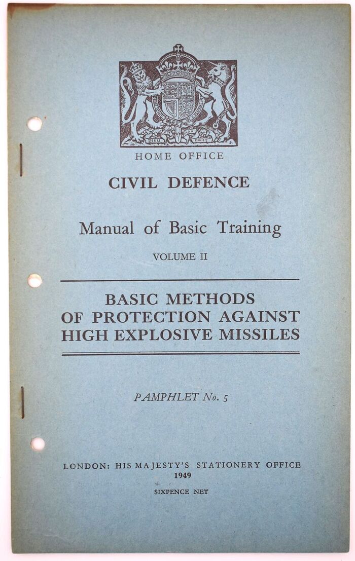 HOME OFFICE CIVIL DEFENCE MANUAL OF BASIC TRAINING Volume II Basic Methods Of Protection Against High Explosive Missiles Image