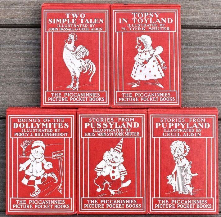 THE PICCANINNIES PICTURE POCKET BOOKS [Complete 5 vol set]: Topsy In Toyland; Stories From Puppyland; Two Smple Tales For Simple Folks; Doings Of The Dollymites; Stories From Pussyland Image
