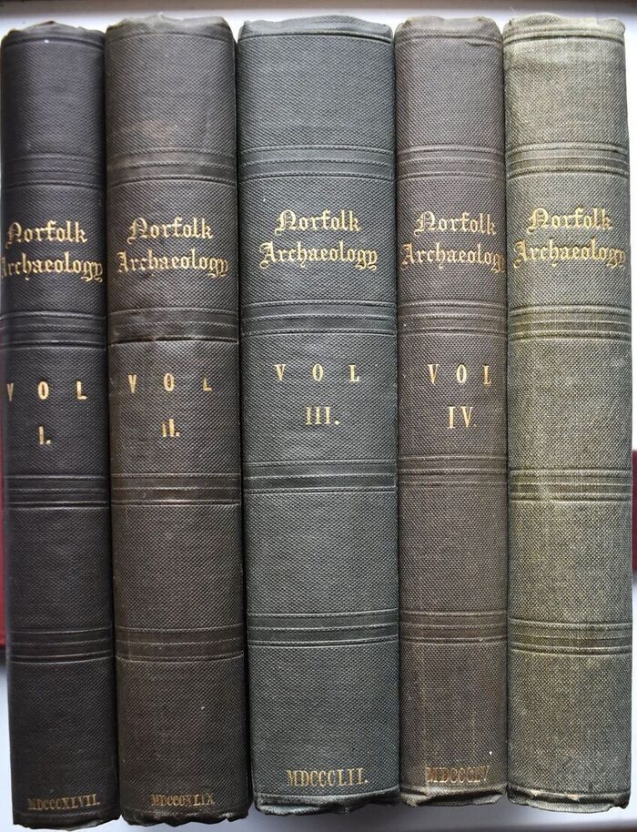 NORFOLK ARCHAEOLOGY: Or Miscellaneous Tracts Relating To The Antiquities Of The County Of Norfolk [Vols I to V Complete] Image