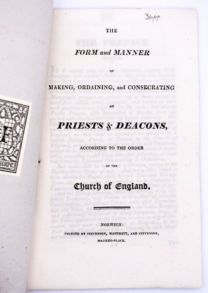 THE FORM AND MANNER OF MAKING, ORDAINING, AND CONSECRATING OF PRIESTS & DEACONS, According To The Order Of The Church Of England Image