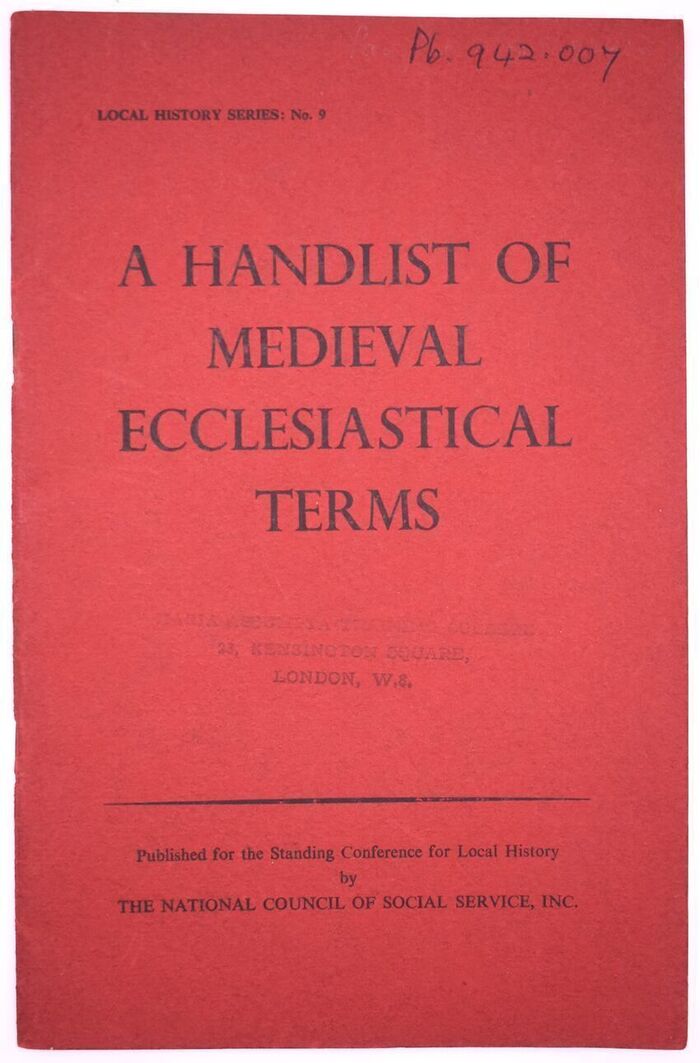A Handlist Of Medieval Ecclesiastical Terms Image