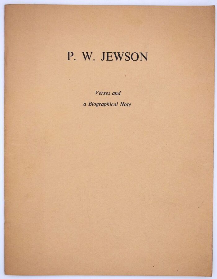 P W JEWSON Verses And A Biographical Note Image