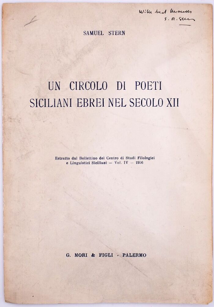 Un Circolo Di Poeti Siciliani Ebrei Nel Secolo XII [SIGNED] Image
