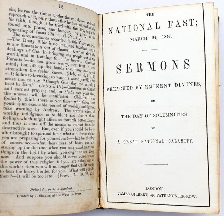 THE NATIONAL FAST; March 24, 1847. Sermons Preached By Eminent Divines, On The Day Of Solemnities Of Great National Calamity [+ 34 other tracts] Image