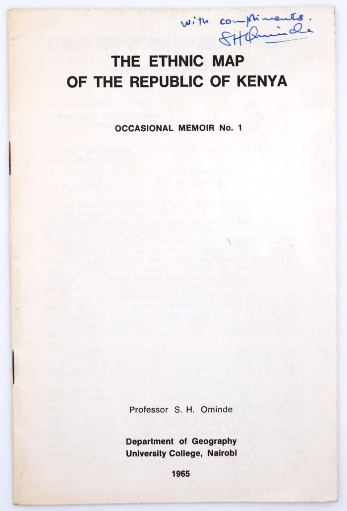 The Ethnic Map Of The Republic Of Kenya (Occasional Memoir No.1) [SIGNED] Image