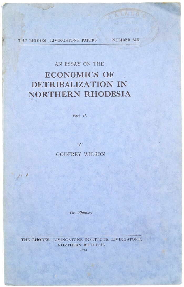 An Essay On The Economics Of Detribalization In Northern Rhodesia. Part II Image