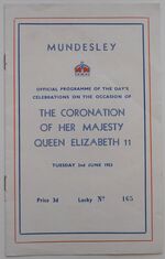 Mundesley Queen Elizabeth 2nd Coronation Programme