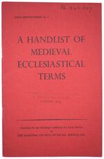 A Handlist Of Medieval Ecclesiastical Terms
