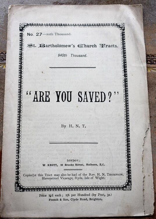 St. Bartholomew's Church Tracts - Are You Saved?