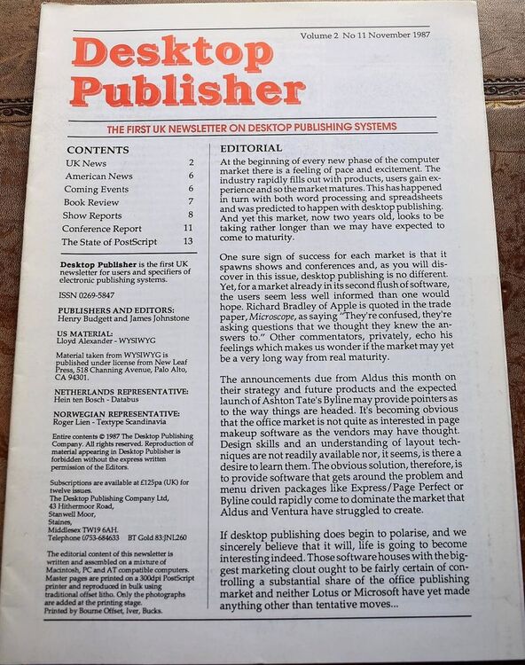 Desktop Publisher volume 2 no.11 November 1987