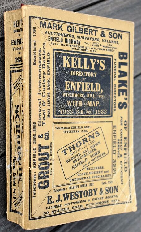 Kelly's Directory Of Enfield, Winchmore Hill, etc 1933