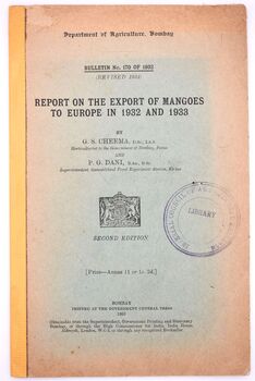Report On The Export Of Mangoes To Europe In 1932 And 1933