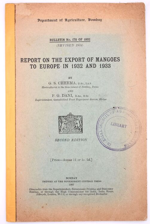 Report On The Export Of Mangoes To Europe In 1932 And 1933