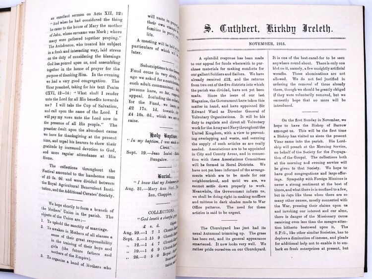 S. Cuthbert, Kirkby Ireleth, Parish Magazine 1914-1924